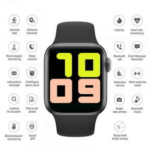 Ceas smartwatch T500, ritm cardiac, monitorizare somn, tensiune arteariala, iOS si Android