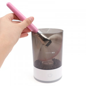 Aparat pentru curatat pensule de machiaj 2-in-1, spala si usuca pensulele de machiaj de toate dimensiunile, 5V, 7000RPM vibratii sonice, incarcare USB, alb