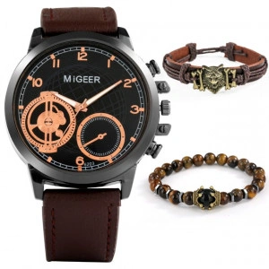 Set cadou cu ceas barbatesc Migeer si doua bratari