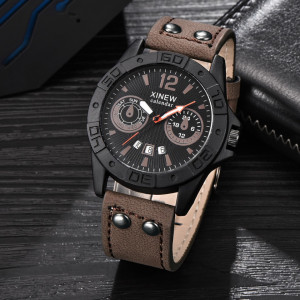 Ceas barbatesc Xinew brown calendar
