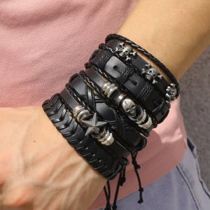 Set 4 bratari barbatesti Neo-Gothic Star