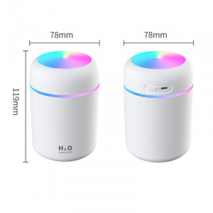 Umidificator de aer cu ultrasunete cu difuzor aromaterapie cu LED, 300 ml