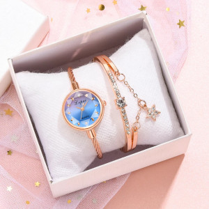 Set ceas de dama Lvpai blue cu o bratara