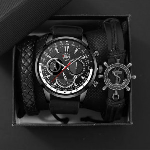 Set cadou cu ceas barbatesc Deyros ZH11072RQJS si doua bratari elegante cu Timona