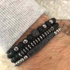 Set cadou cu ceas barbatesc Meibo argintiu si doua bratari elegante