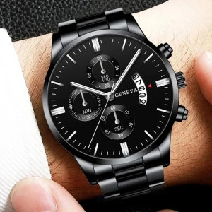 Set cadou cu ceas barbatesc Geneva HY0013 cu bratara si lant elegant