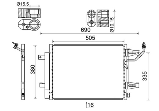 Condensator climatizare (cu uscator) potrivit MITSUBISHI COLT CZC VI, COLT VI; SMART FORFOUR 1.1-1.5D 01.04-06.12