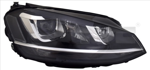Far dreapta (D3S/H7/PW24W, cu motor, fara controler; cu dungă acoperită cu crom) potrivit VW GOLF VII 08.12-03.17