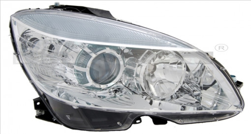 Far dreapta (H7, reglaj electric, cu motoras, fundal cromat) MERCEDES Clasa C (CL203), C T-MODEL (S204), C (W204), CLC (CL203)