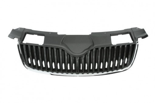 Grila radiator (cu linii cromate, crom/negru) potrivit SKODA FABIA II, ROOMSTER, ROOMSTER PRAKTIK 1.2-1.9D 03.06-05.15 -03.10