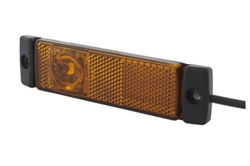Lumina delimitare stanga/dreapta, galben, LED, inaltime 16mm; latime 130mm; adancime 32mm, surub/fixare orizontala, lungime cablu 500mm, 24V (conector: SUPERSEAL 2PIN, IP6K9K)