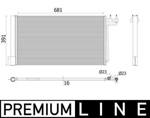Condensator climatizare (cu uscator) potrivit FORD C-MAX II, FOCUS III, FOCUS III/HATCHBACK, GRAND C-MAX 1.6-Electric 07.10-02.20