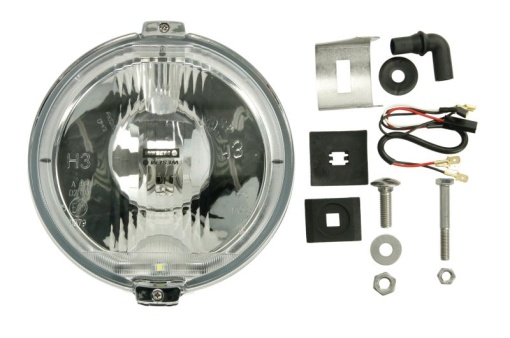 Farul universal Dreapta/Stanga (raza lunga, H3/LED, 12V, diametru 183mm, alb, plastic, crom, Lampi de pozitie, lungime cablu: 150mm)