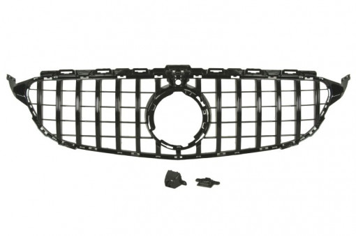 Grila radiator (cu orificiu pentru camera, AMG STYLING/GT, negru lucios) potrivit MERCEDES C-KLASA W205 12.18-02.21
