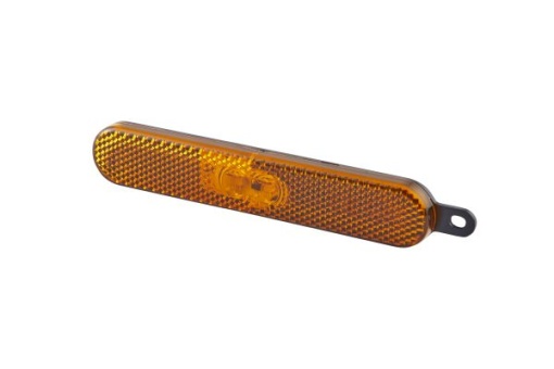 Lumina delimitare stanga/dreapta, galben, LED, inaltime 28mm; latime 135mm; adancime 23mm, surub/fixare orizontala, lungime cablu 250mm, fara prindere, 24V (conector: AMP, IP5K9K)