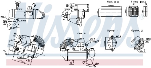 Radiator recirculare gaze esapament potrivit MERCEDES C T-MODEL (S205), C (W205), MARCO POLO CAMPER (W447), VITO MIXTO (DOUBLE CABIN), VITO TOURER (W447), VITO (W447) 1.6D/1.7D/2.0D 10.03-