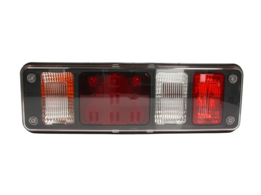 Stop spate stanga (LED/P21W, 24V, cu intermitent, cu lumina de ceata, lumina de marșarier, cu lumina stop, lumini parcare, reflector triunghiular, lumina laterala)
