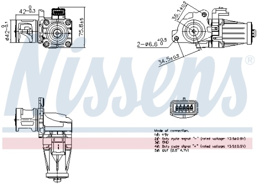Supapa EGR potrivit DS DS 3; VOLVO C30, S40 II, S60 II, S80 II, V40, V50, V60 I, V70 III; CITROEN BERLINGO, BERLINGO MULTISPACE, BERLINGO/MINIVAN, C3 II, C3 II/HATCHBACK, C3 PICASSO 1.4D-2.0D 08.05-