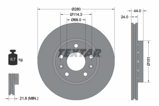 Disc frana Fata Dreapta/Stanga (fara pivot de fixare a rotii) potrivit DACIA DUSTER, DUSTER/SUV; RENAULT ARKANA I, CAPTUR II, DUSTER, FLUENCE, GRAND SCENIC III, KANGOO III 1.0-Electric 10.07-