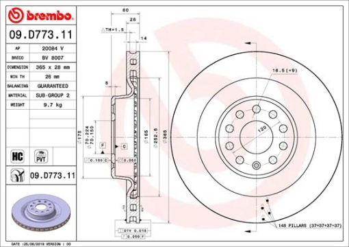 Disc frana Spate Dreapta/Stanga potrivit TESLA MODEL S, MODEL X Electric 09.12-