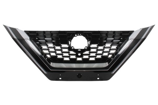 Grila radiator cu dungi crom; cu orificiu pentru camera, negru potrivit NISSAN QASHQAI III J12 04.21-
