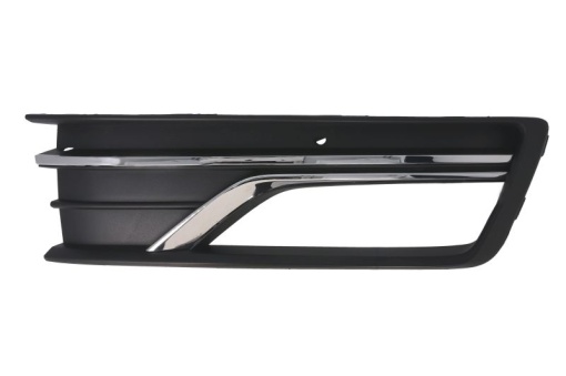 Grila ventilatie bara fata dreapta (cu dungă acoperită cu crom, cu orificii lampa ceata, plastic, negru/crom) potrivit VW PASSAT B7 FL USA 01.16-12.19