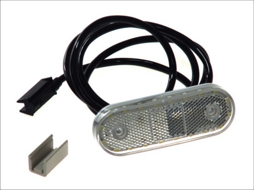 Lumini clarificare stanga/dreapta, forma: oval, alb, LED, inaltime 40mm; latime 114mm; adancime 25mm, suprafata, lungime cablu 500mm, fara relief, 12/24V (cu clemă pentru fir plat, conector: CLICK-IN/JAEGER)