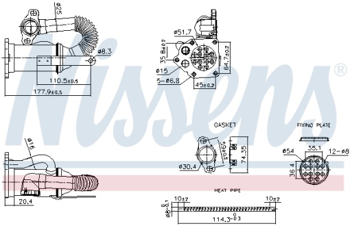 Radiator recirculare gaze esapament potrivit DACIA DOKKER, DOKKER/MINIVAN, DUSTER, LOGAN, LOGAN EXPRESS, LOGAN II, LOGAN MCV, LOGAN MCV II, SANDERO, SANDERO II; NISSAN KUBISTAR, MICRA III, NOTE, NV200 1.5D 06.01-