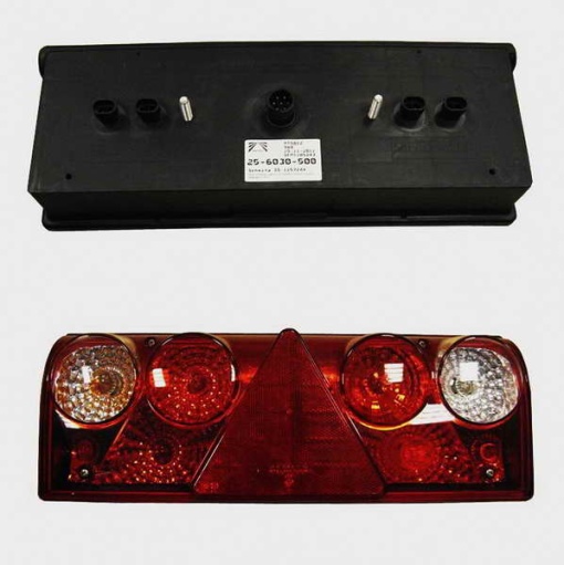 Stop spate dreapta EUROPOINT II (24V, reflector triunghiular, conector: 4x SuperSeal 2PIN/AMP 7PIN Bayonet, LED lumini pozitie) potrivit SCHMITZ