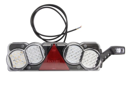 Stop spate dreapta (LED, 24V, cu lumina de ceata, lumina de marșarier, cu stop, lumina de parcare, reflector triunghiular, cu lampă cu braț prelungitor, lungime cablu: 0,2m)
