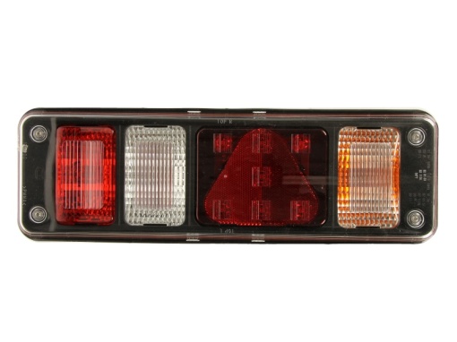Stop spate dreapta (LED/P21W/PY21W, 24V, cu intermitent, cu lumina de ceata, lumina de marșarier, cu lumina stop, lumini parcare, reflector triunghiular, lumina laterala)