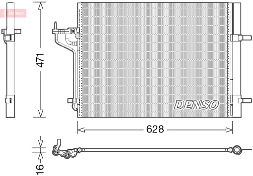 Condensator climatizare (cu uscator) potrivit FORD C-MAX II, FOCUS III, FOCUS III/HATCHBACK, GRAND C-MAX 1.6-2.0D 04.10-02.20