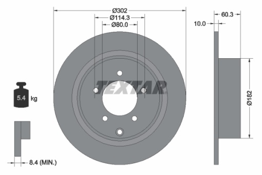 Disc frana Spate Dreapta/Stanga (fara pivot de fixare a rotii) potrivit CHRYSLER 200, SEBRING; DODGE AVENGER, CALIBER; JEEP COMPASS, PATRIOT; LANCIA FLAVIA; MITSUBISHI ASX 1.6-3.6ALK 06.06-