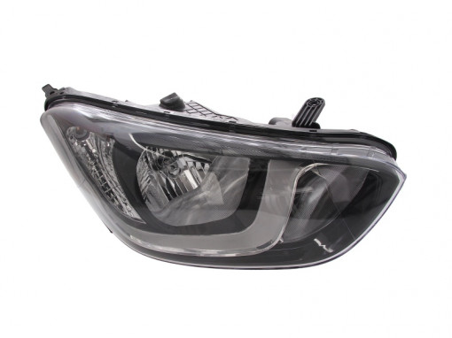 Far dreapta (H7, reglaj electric, fundal cromat, Semnalizator argintiu) HYUNDAI I20 2008-2015