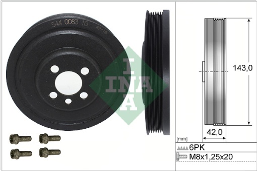 Fulie curea arbore cotit (numar dinti: 6) potrivit AUDI A1, A3, A4 ALLROAD B8, A4 ALLROAD B9, A4 B6, A4 B7, A4 B8, A4 B9, A5, A6 C5, A6 C6, A6 C7, Q2, Q3, Q5, TT; CUPRA FORMENTOR 1.4-2.5D 03.95-