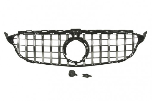 Grila radiator (cu orificiu pentru camera, AMG STYLING/GT, negru lucios/crom) potrivit MERCEDES C-KLASA W205 12.18-02.21