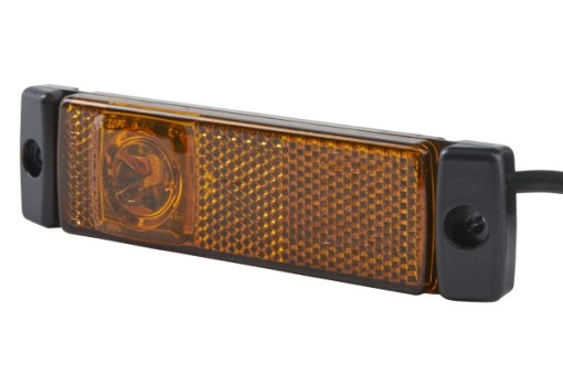Lumina delimitare stanga/dreapta, galben, LED, inaltime 16mm; latime 130mm; adancime 32mm, surub/fixare orizontala, lungime cablu 300mm, fara prindere, 24V (conector: EASYCONN, IP6K9K)