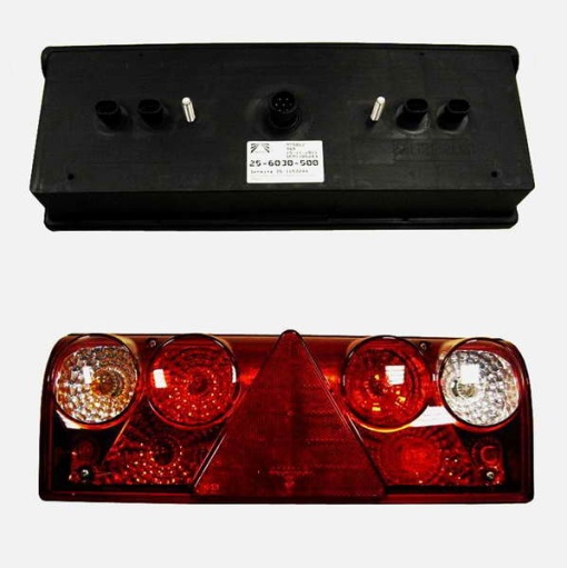 Stop spate stanga EUROPOINT II (24V, reflector triunghiular, conector: 4x SuperSeal 2PIN/AMP 7PIN Bayonet, LED lumini pozitie) potrivit SCHMITZ