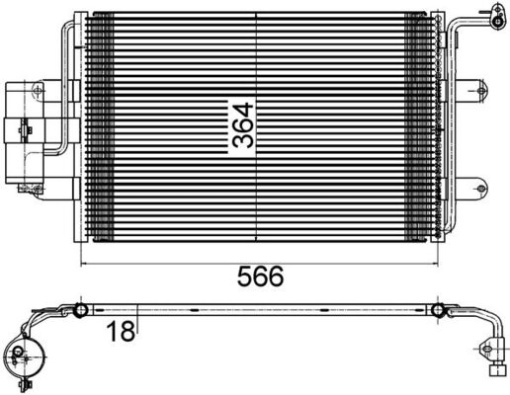 Condensator climatizare (cu uscator) potrivit AUDI A3, TT; SEAT LEON, TOLEDO II; SKODA OCTAVIA I, OCTAVIA I/KOMBI; VW BORA, BORA I, GOLF IV, NEW BEETLE, PASSAT B6 1.4-3.2 09.96-12.13
