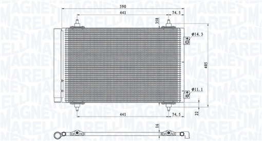 Condensator climatizare (cu uscator) potrivit CITROEN C8, JUMPY II; FIAT SCUDO, ULYSSE; LANCIA PHEDRA; PEUGEOT 807, EXPERT, EXPERT TEPEE 1.6D/2.0D 02.06-