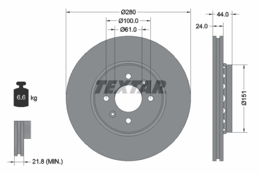 Disc frana Fata Dreapta/Stanga (fara pivot de fixare a rotii) potrivit DACIA DOKKER, DOKKER EXPRESS/MINIVAN, JOGGER, LODGY; RENAULT CAPTUR I, CLIO II, CLIO III 1.0-3.0 11.93-