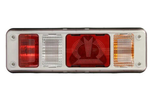 Stop spate dreapta (LED/P21W, 24V, cu intermitent, cu lumina de ceata, lumina de marșarier, cu lumina stop, lumini parcare, reflector triunghiular) potrivit KRONE