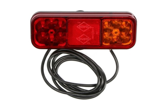 Stop spate stanga/dreapta (LED, 12/24V, cu intermitent, cu stop, lumina de parcare, reflector, lungime cablu: 2m, numar conexiuni: 4, 200x70x30mm)