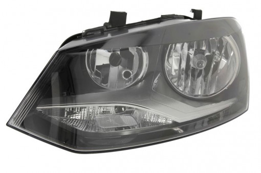Far stanga (H7, reglaj electric, fundal negru/insertii crom) VW POLO
