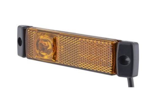 Lumina delimitare stanga/dreapta, galben, LED, inaltime 32mm; latime 130mm; adancime 32mm, surub/fixare orizontala, lungime cablu 1500mm, 24V (IP6K9K)