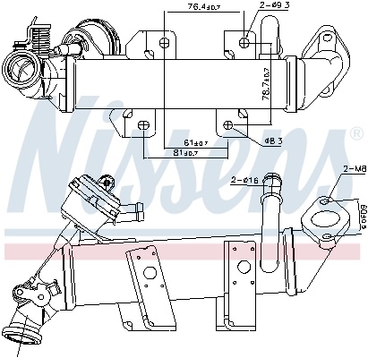 Radiator recirculare gaze esapament potrivit NISSAN NV400, PRIMASTAR; OPEL MOVANO B, VIVARO A; RENAULT ESPACE IV, LAGUNA, LAGUNA III, LATITUDE, MASTER III, TRAFIC II 2.0D/2.3D 01.06-