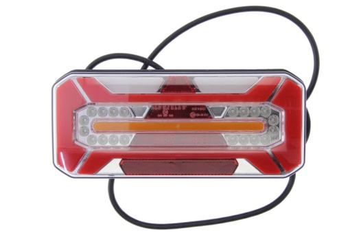 Stop spate dreapta (LED, 12/24V, cu intermitent, cu lumina de ceata, lumina de marșarier, cu lumina stop, lumini parcare, reflector triunghiular, lumina laterala, lungimea cablu : 0,2m)