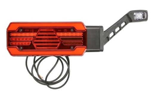 Stop spate dreapta (LED, 12/24V, cu intermitent, cu lumina de ceata, lumina de marșarier, cu lumina stop, lumini parcare, reflector, cu lampă cu braț prelungit, lungimea cablu : 2m)