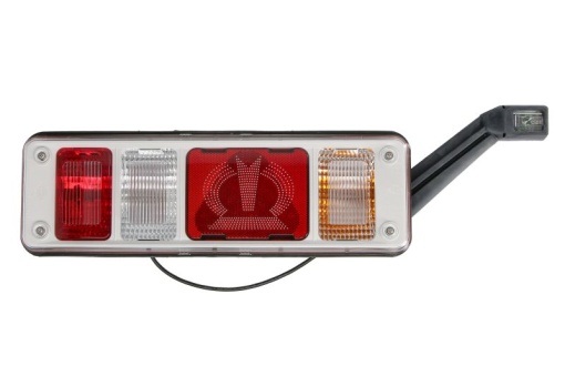 Stop spate dreapta (LED/P21W, 24V, cu intermitent, cu lumina de ceata, lumina de marșarier, cu lumina stop, lumini parcare, reflector triunghiular, cu lampă cu braț prelungit) potrivit KRONE