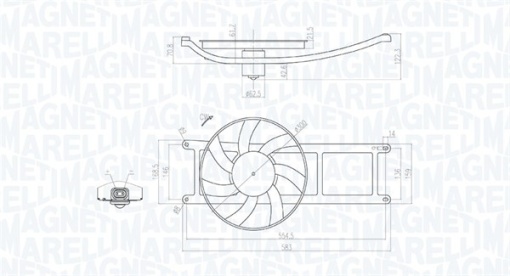 Ventilator radiator (cu carcasa) potrivit FIAT PANDA, PANDA/HATCHBACK 1.1/1.2/1.2CNG 09.03-